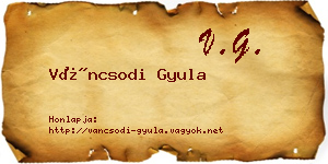 Váncsodi Gyula névjegykártya